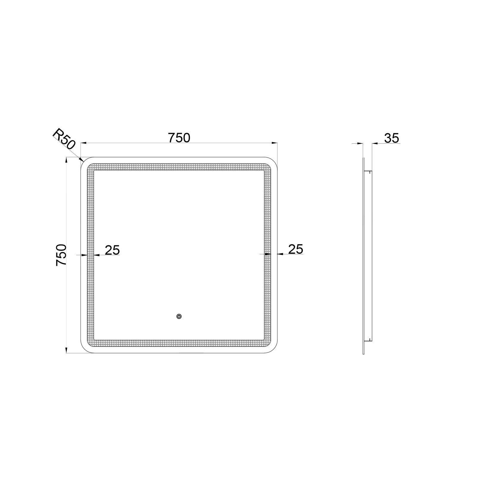 Baiachi 750x750 LED Square Frameless Mirror