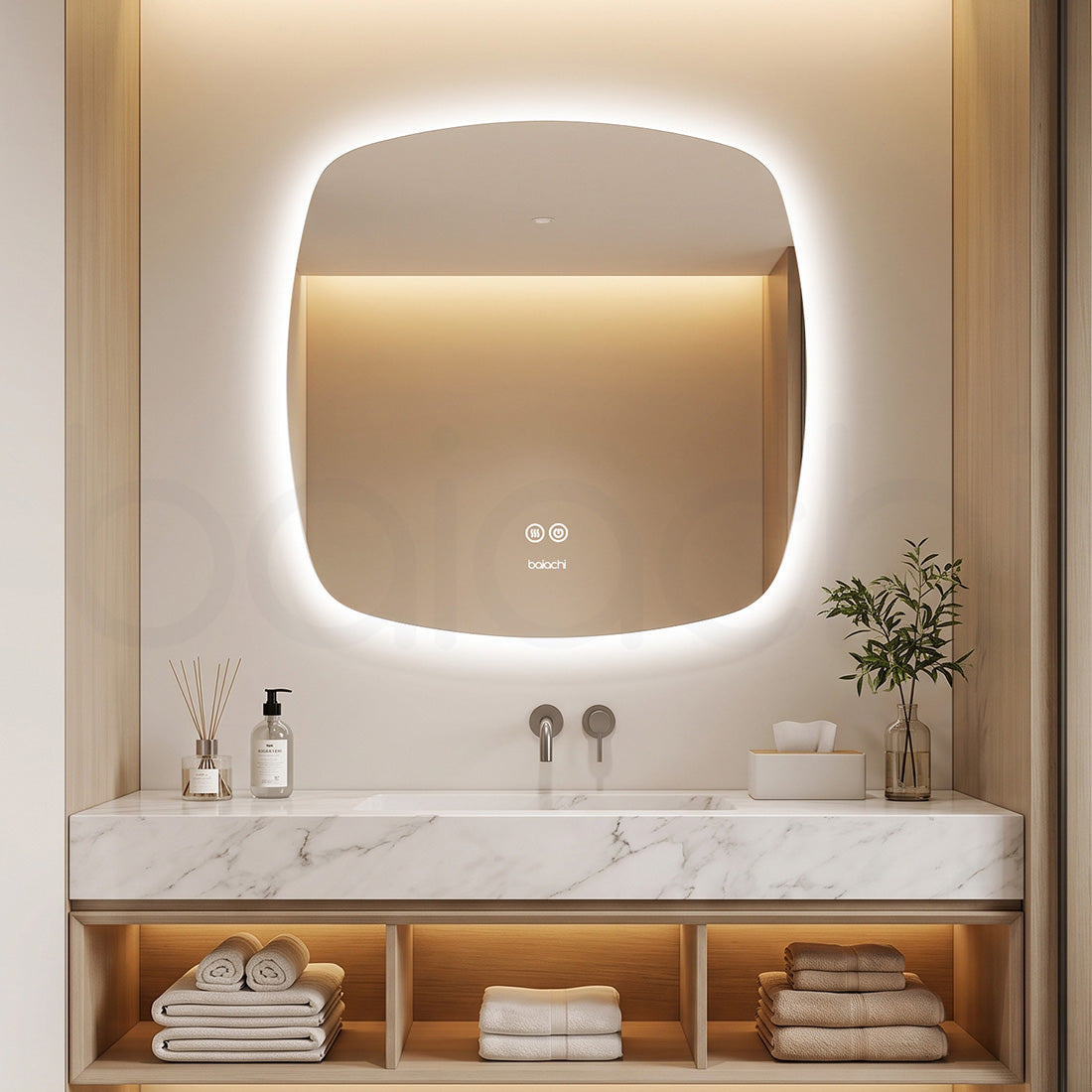 Baiachi LED Soft Square 750x750mm Backlit Anti-Fog Mirror