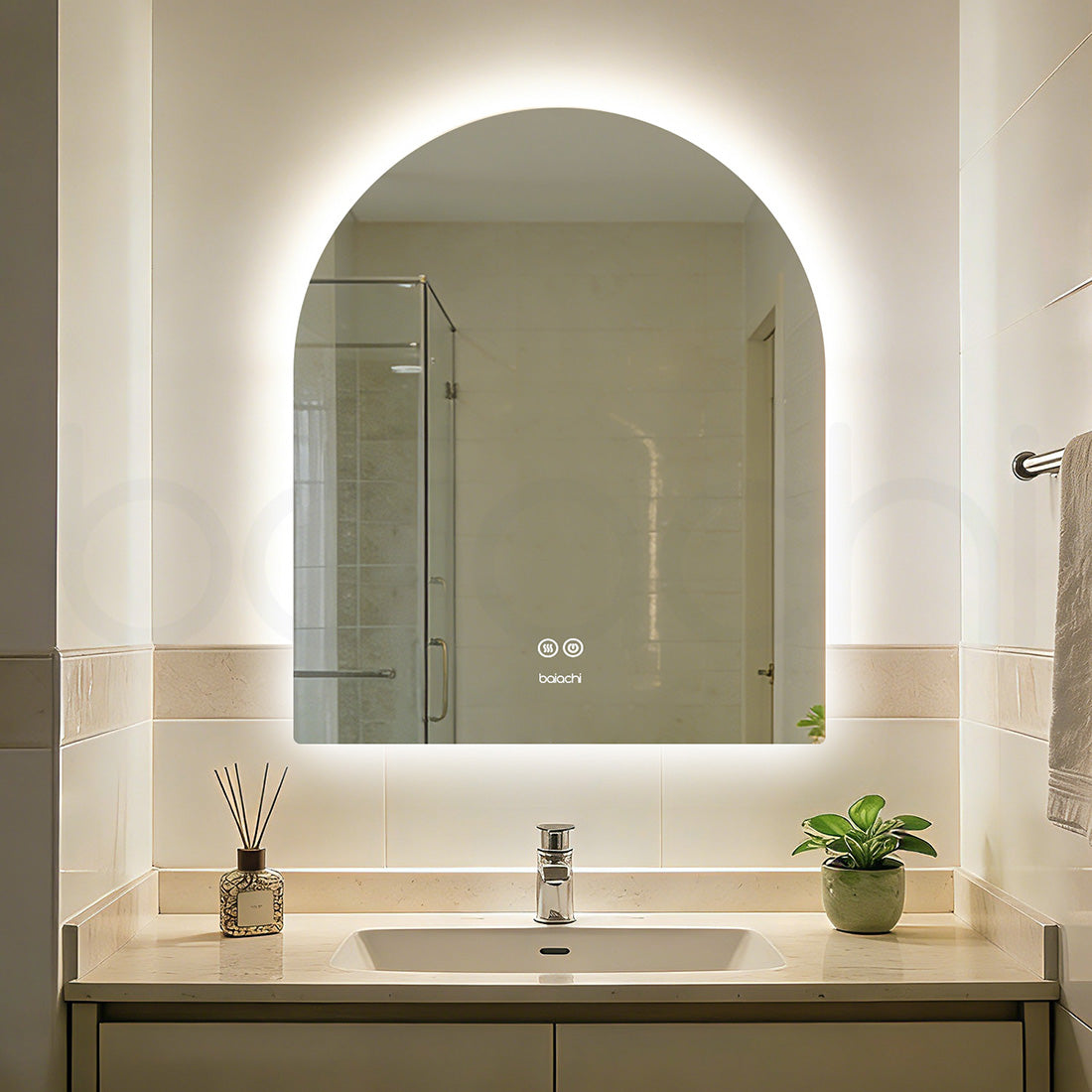 Baiachi LED ARCH 750mmx900mm Backlit Anti-Fog Mirror