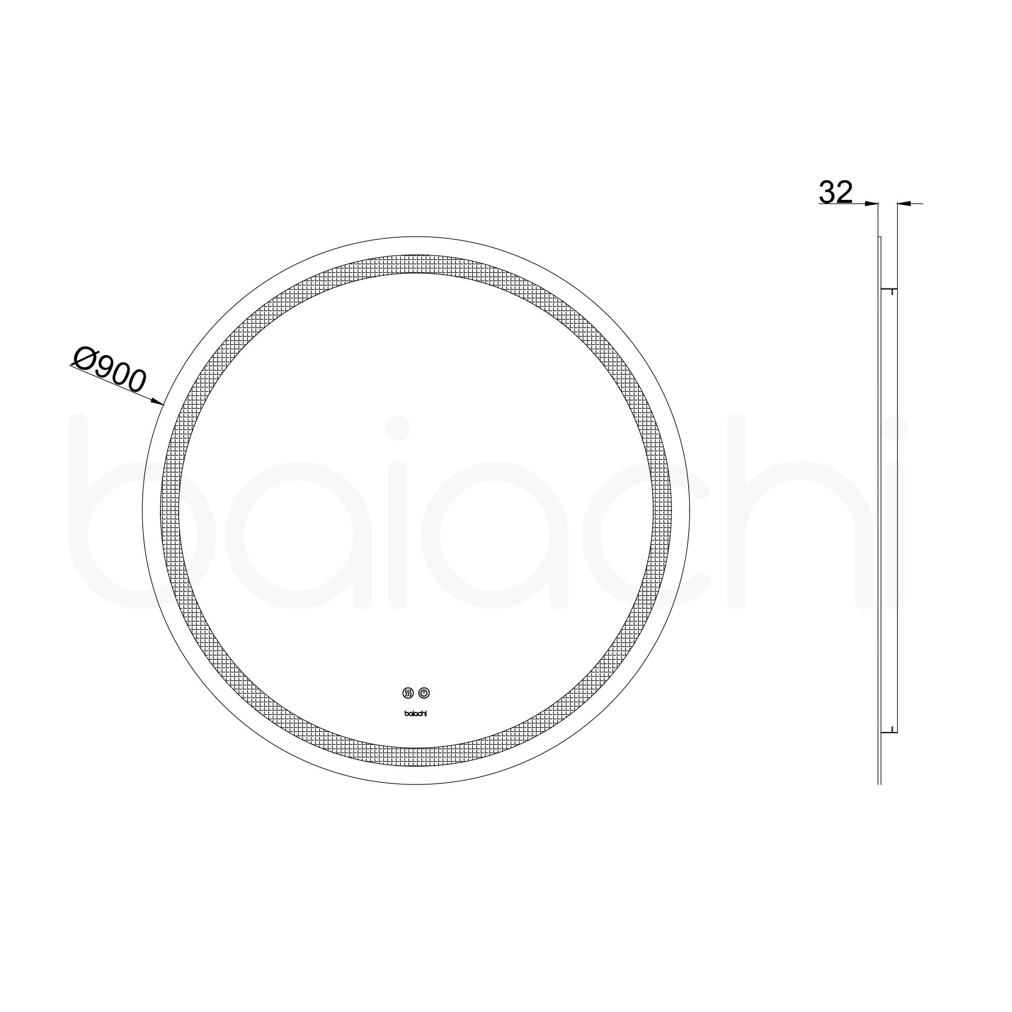 Baiachi Otus LED Round 900mm Frameless Mirror