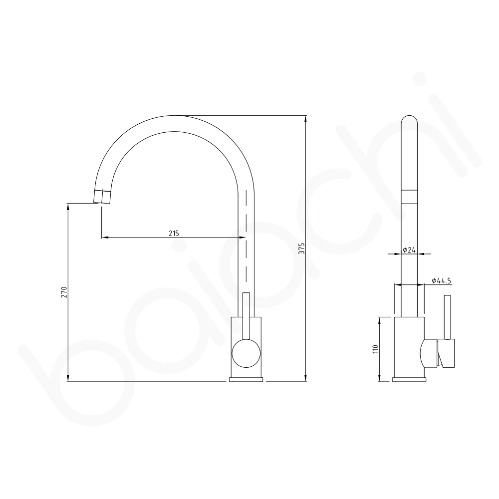 Baiachi Moreton Slimline Sink Mixer Stainless Steel Chrome