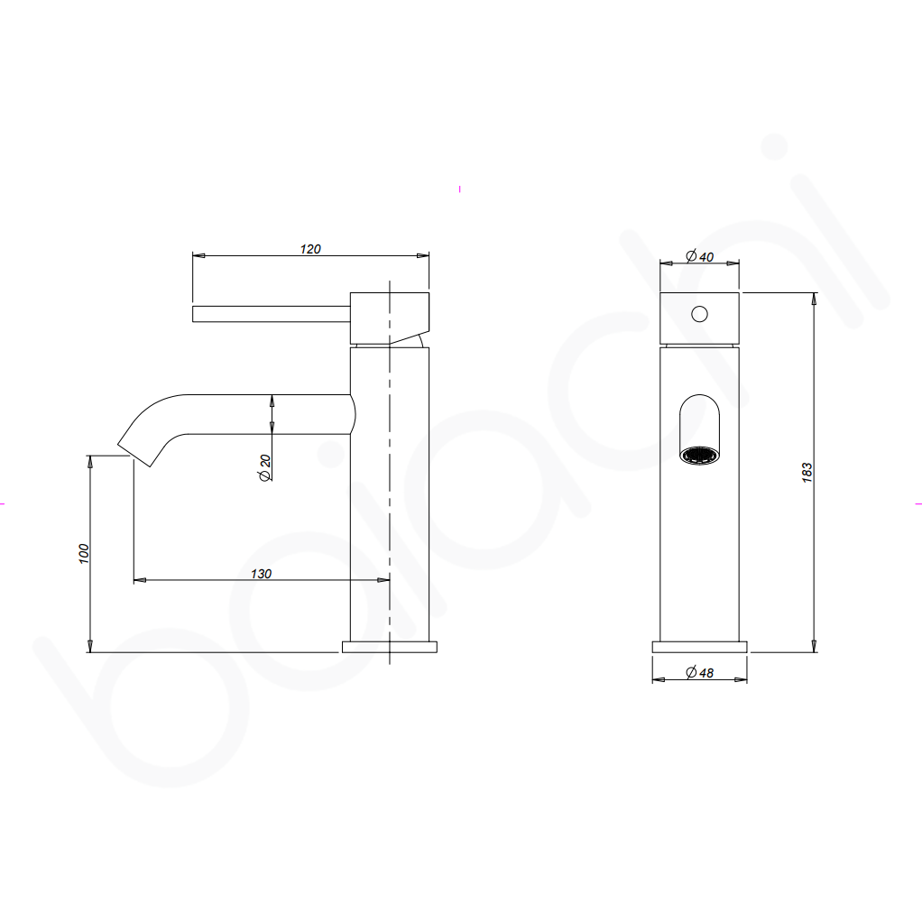 Baiachi Moreton Slimline Basin Mixer Stainless Steel Chrome