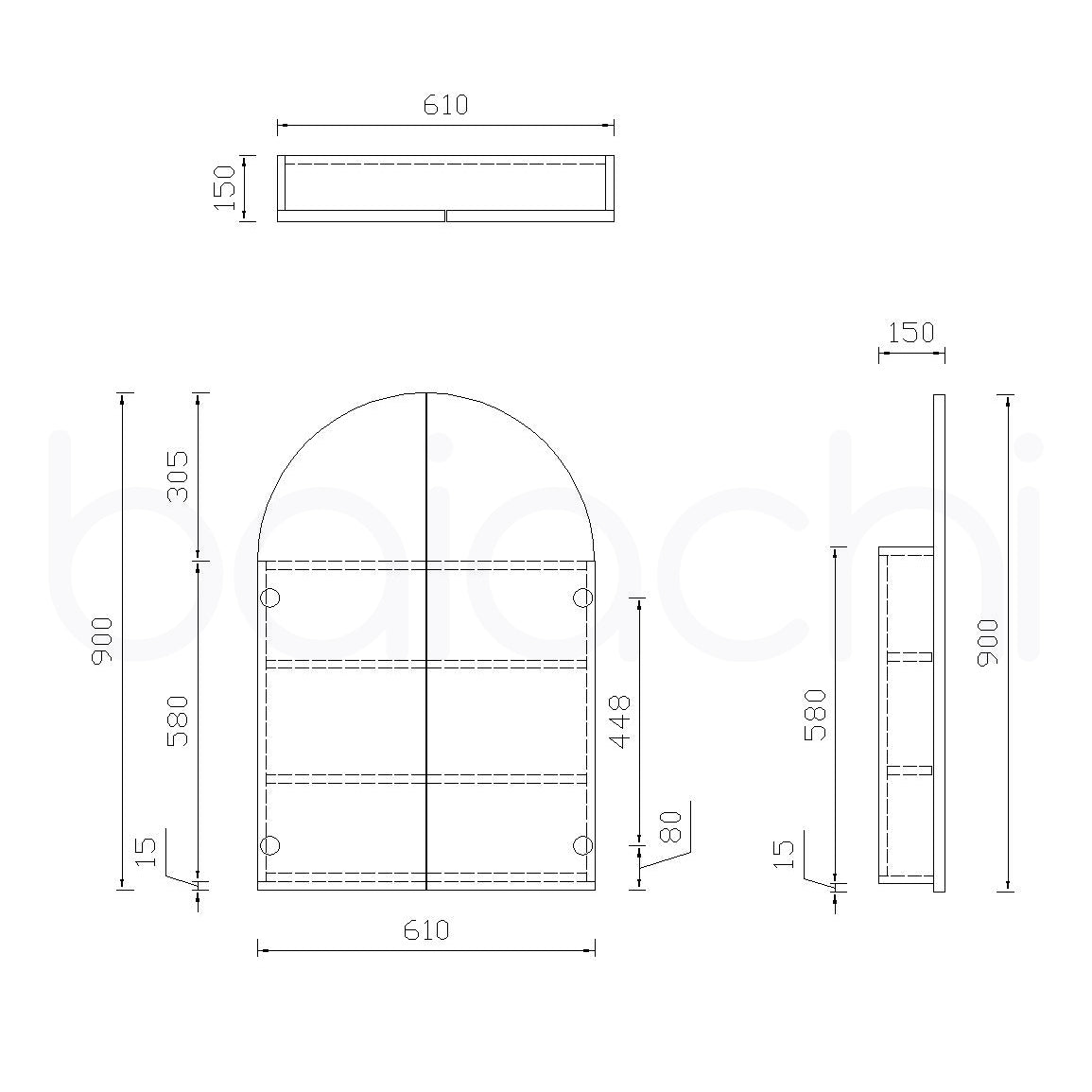 Baiachi Ellis Bathroom Mirror Cabinet