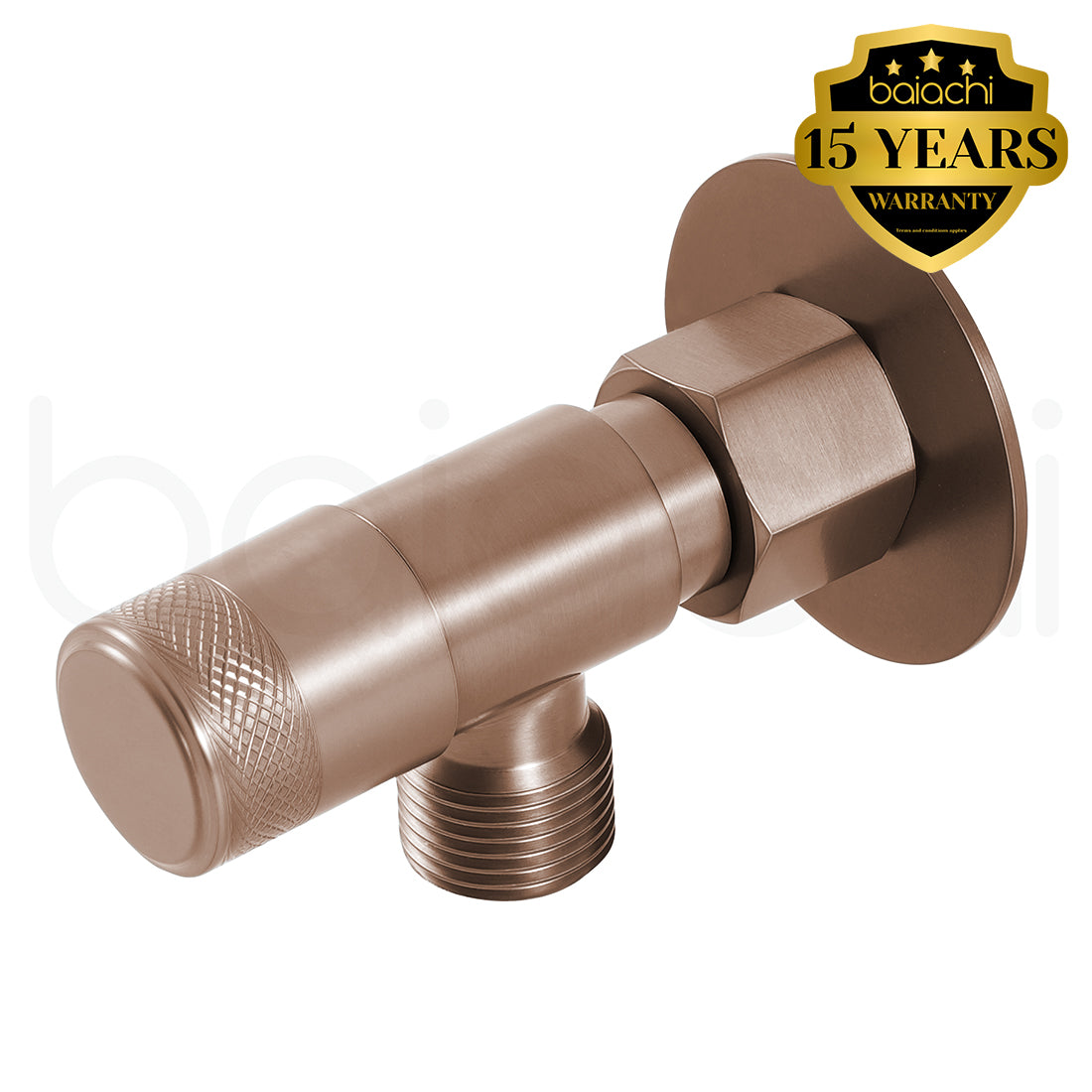 Baiachi Shattaf Loose Nut Mini Cistern Stop Stainless Steel Quarter Turn with Backflow Valve PVD Brushed Copper