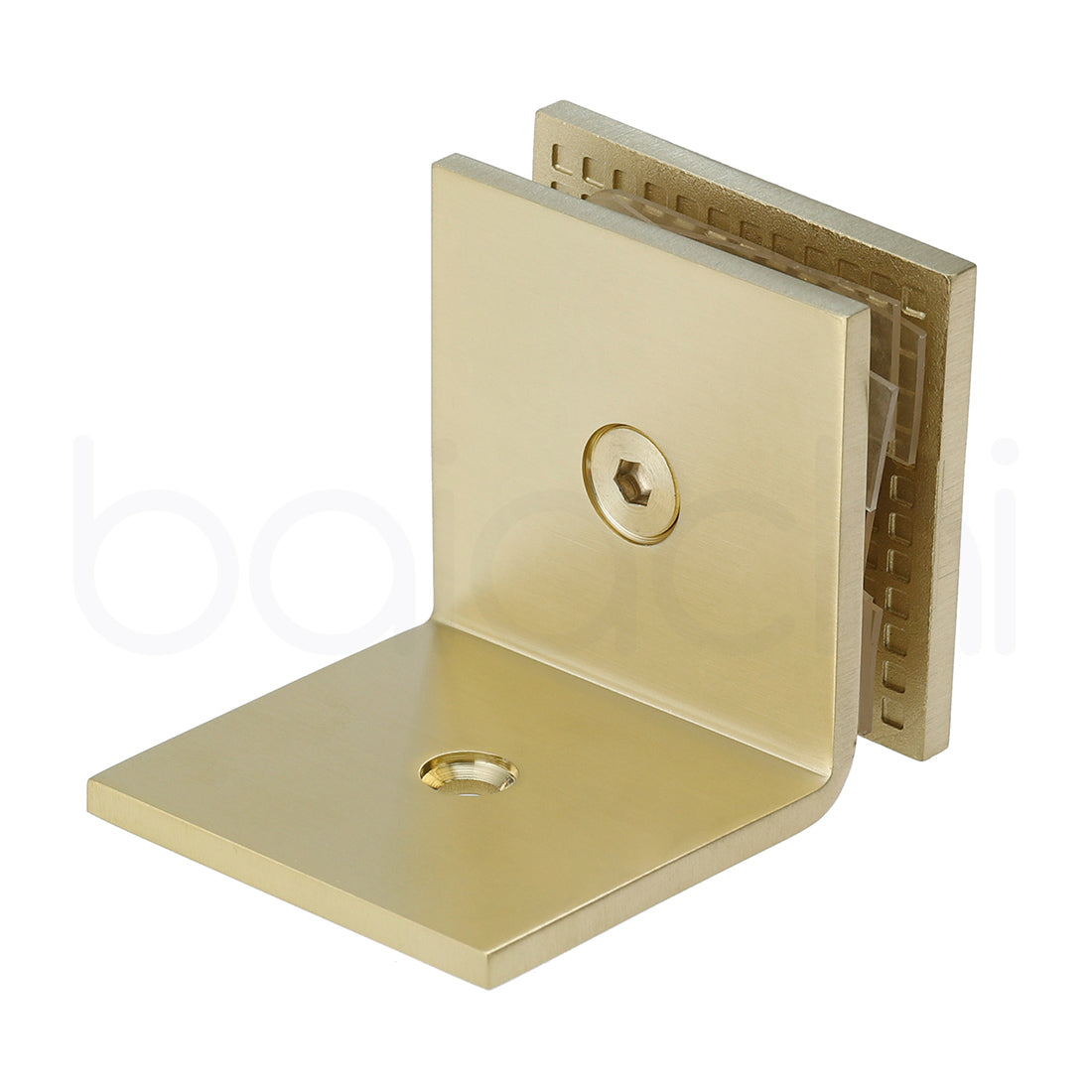 Baiachi 800mm Curved Fluted Glass Fixed Panel Shower Screen Brushed Gold Left