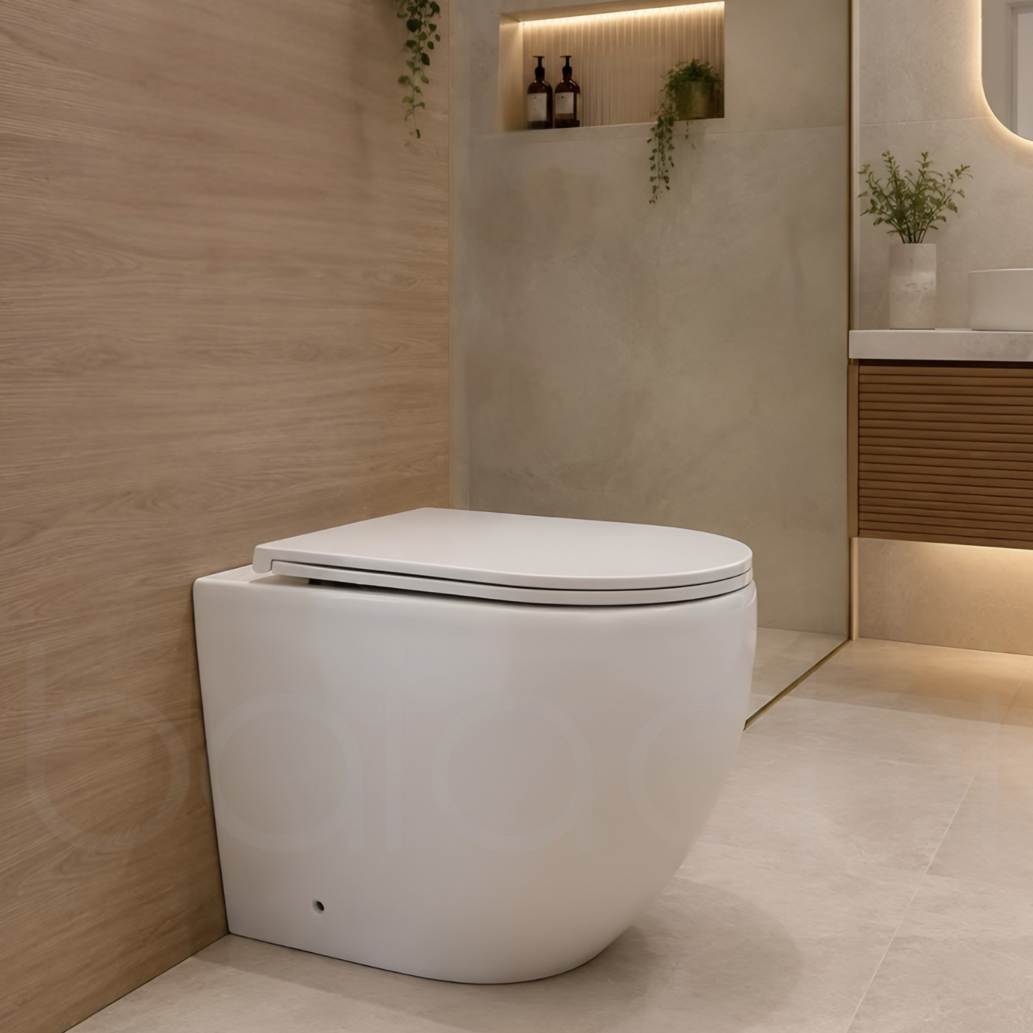 Baiachi Involution Rimless In Wall Tornado Toilet Suite with Round Stainless Steel Gun Metal Flushing Buttons BTW1