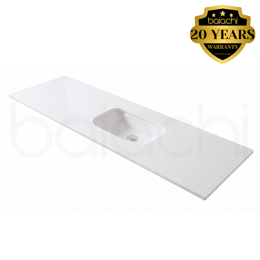 Baiachi 1200mm White Quartz with Undercounter Stone Ceramic Basin