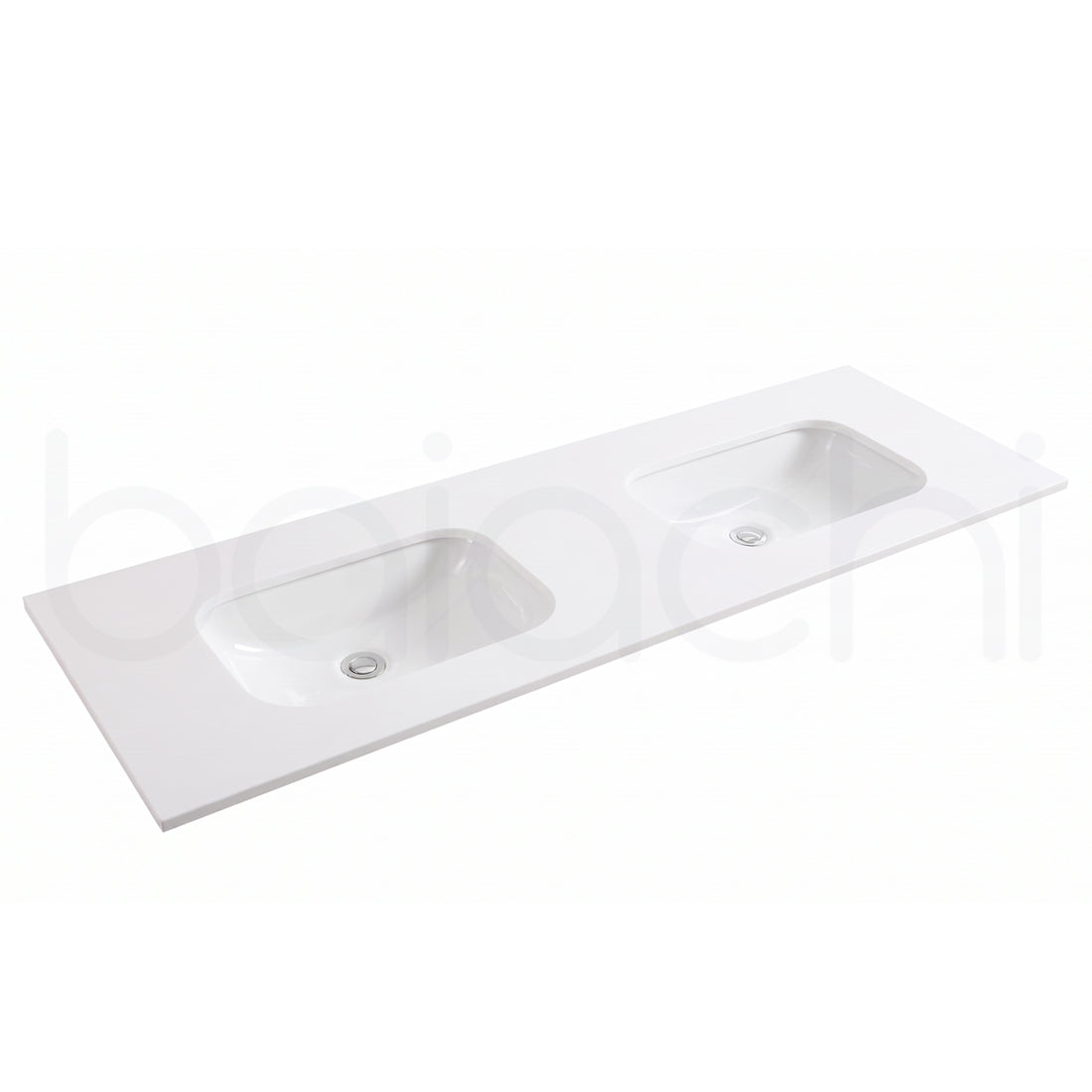 Baiachi 1200mm White Quartz with Undercounter Stone Double Ceramic Basin