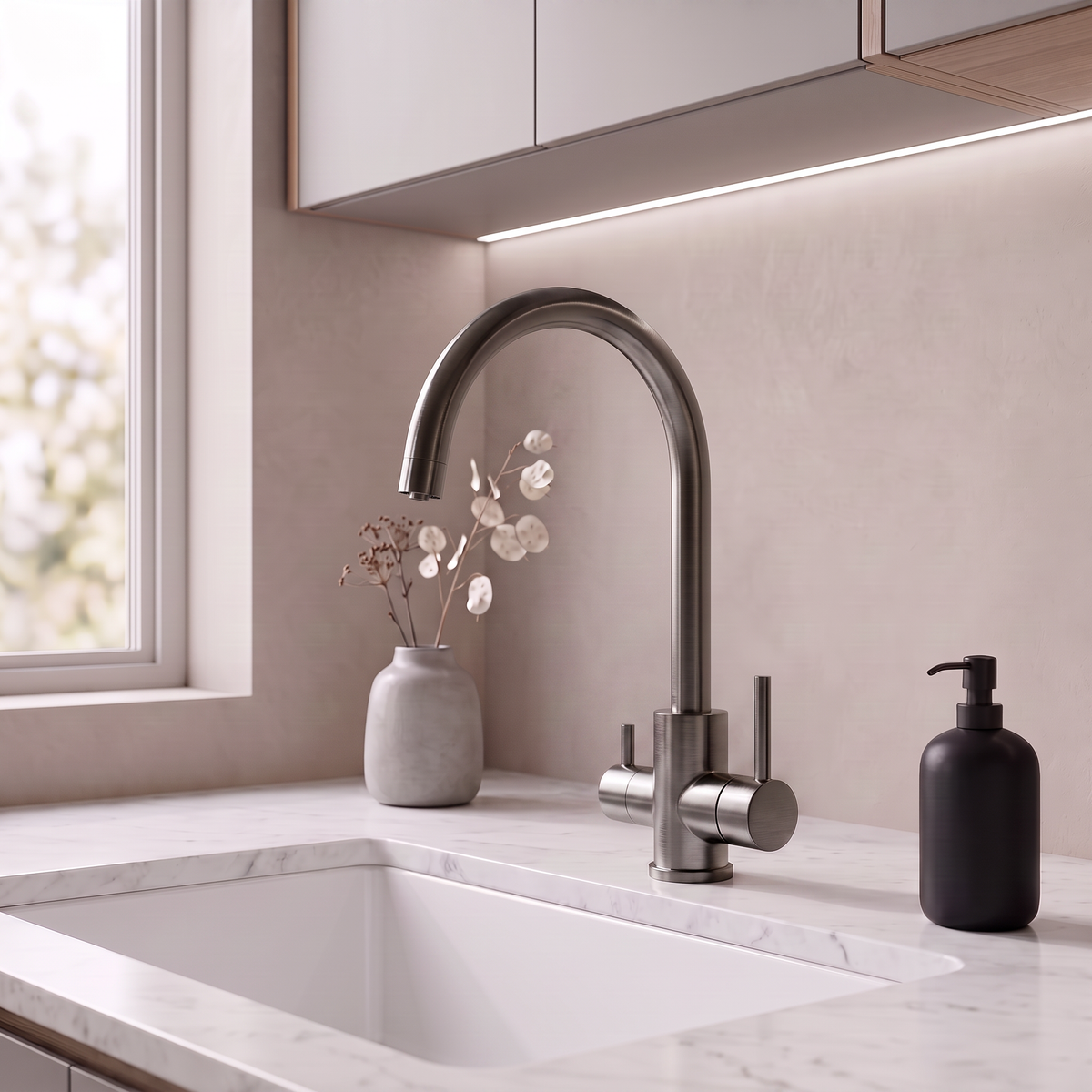 Baiachi Moreton Slimline 3-Way Filter Sink Mixer Gun Metal