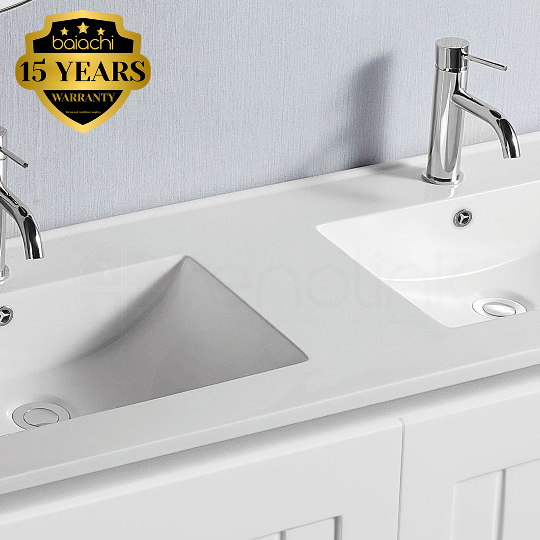 Hampton Plywood 1200mm Wall Hung Bathroom Vanity Double Ceramic Basin