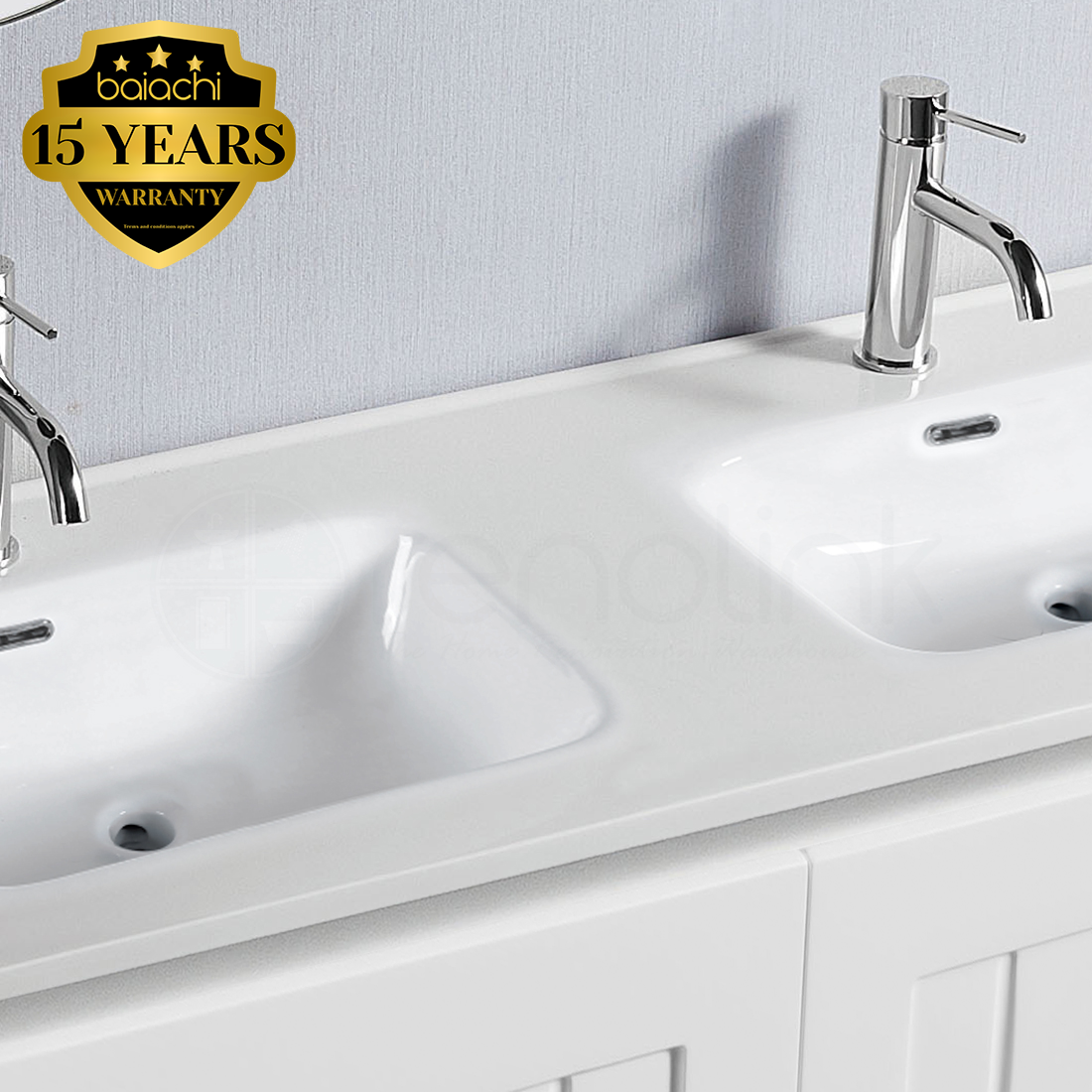 Hampton Plywood 1200mm Wall Hung Bathroom Vanity Double Ceramic Basin