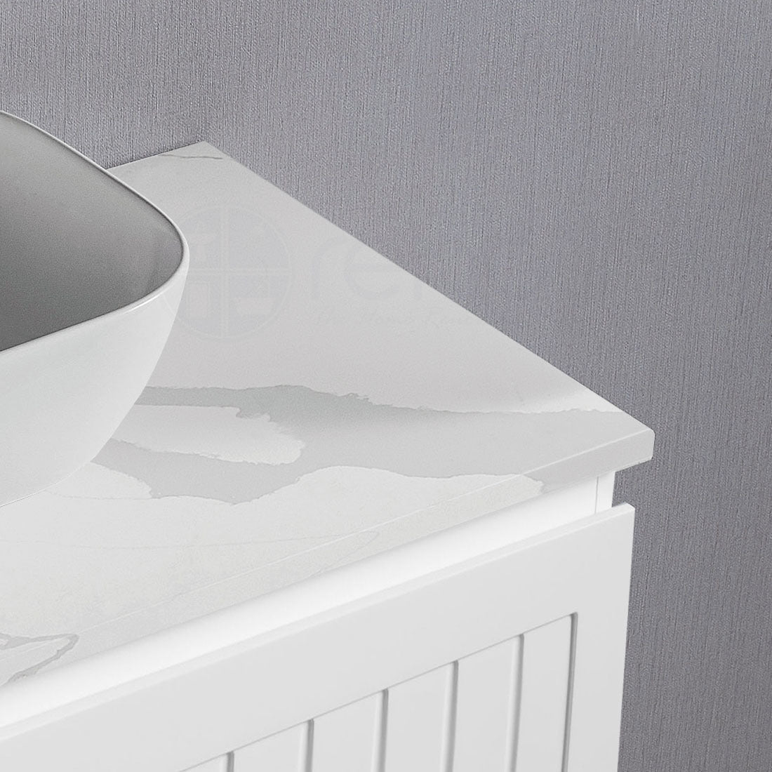 Hampton 600mm PVC Wall Hung Bathroom Vanity Calacatta Quartz Stone