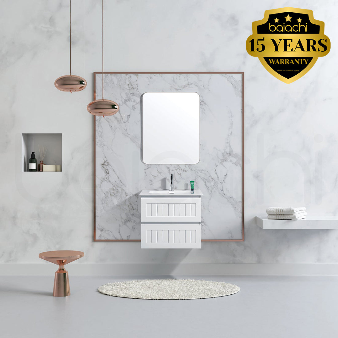 Hampton 600mm PW Wall Hung Bathroom Vanity Cabinet