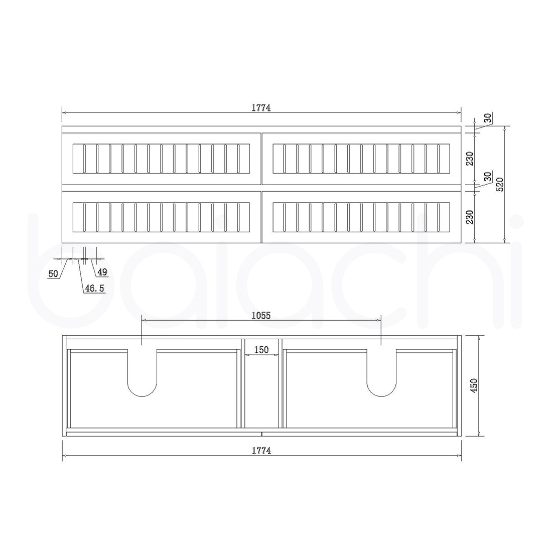 Hampton 1800mm Plywood Wall Hung Bathroom Vanity Cabinet