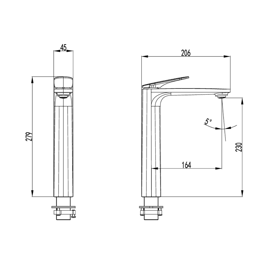 Sulu II High Rise Basin Mixer Gun Metal