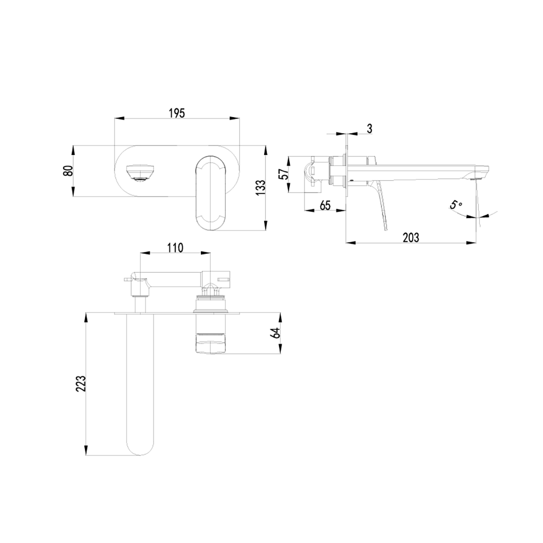 Sulu II Wall Basin Mixer Chrome