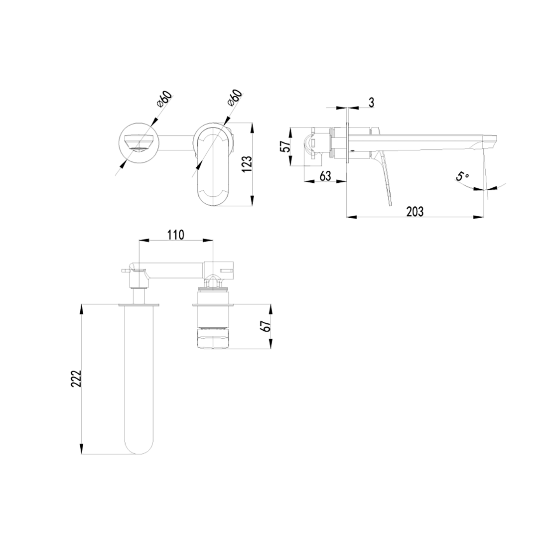 Sulu II Wall Basin Mixer Brushed Nickel
