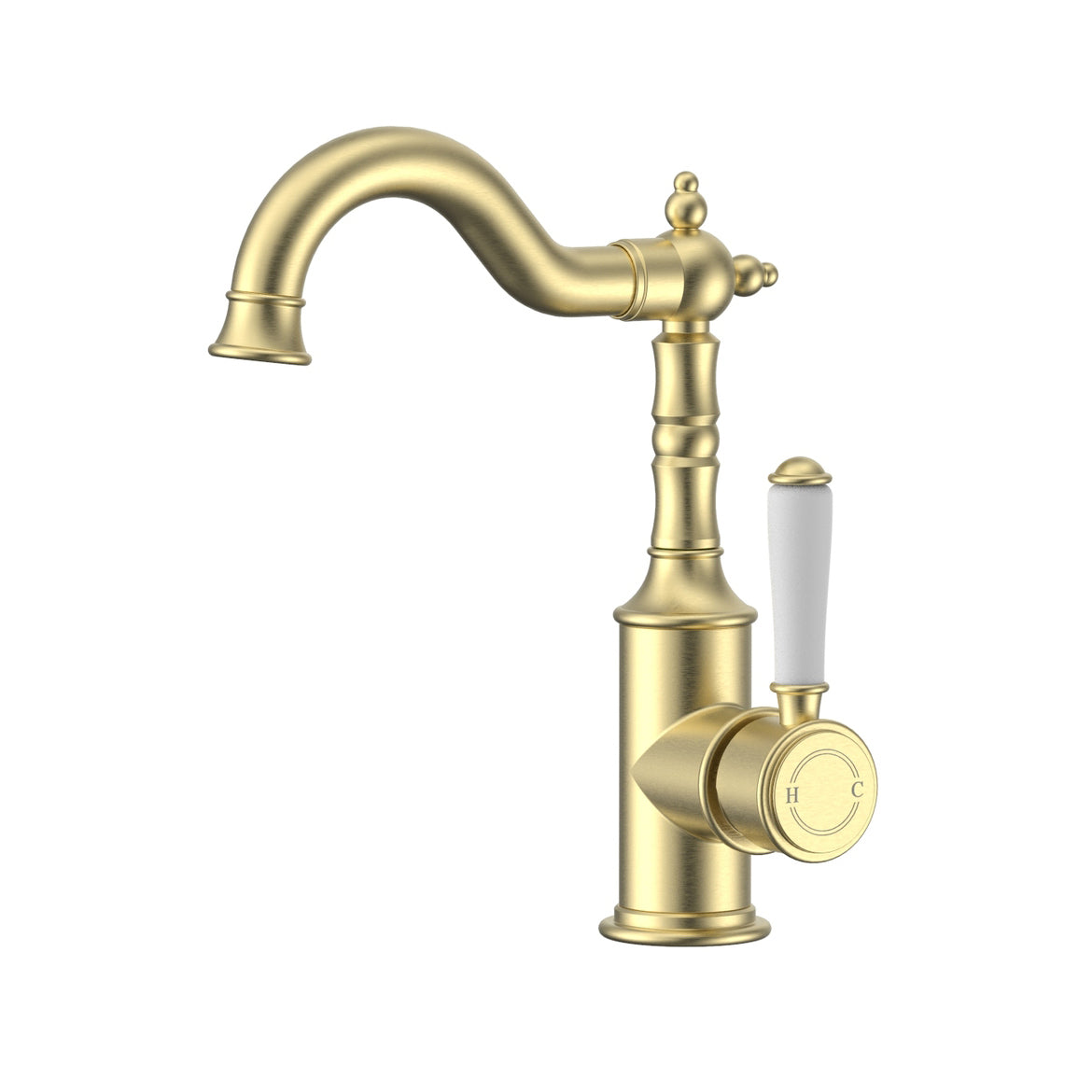 Ikon Clasico Basin Mixer Ceramic Handle Brushed Gold
