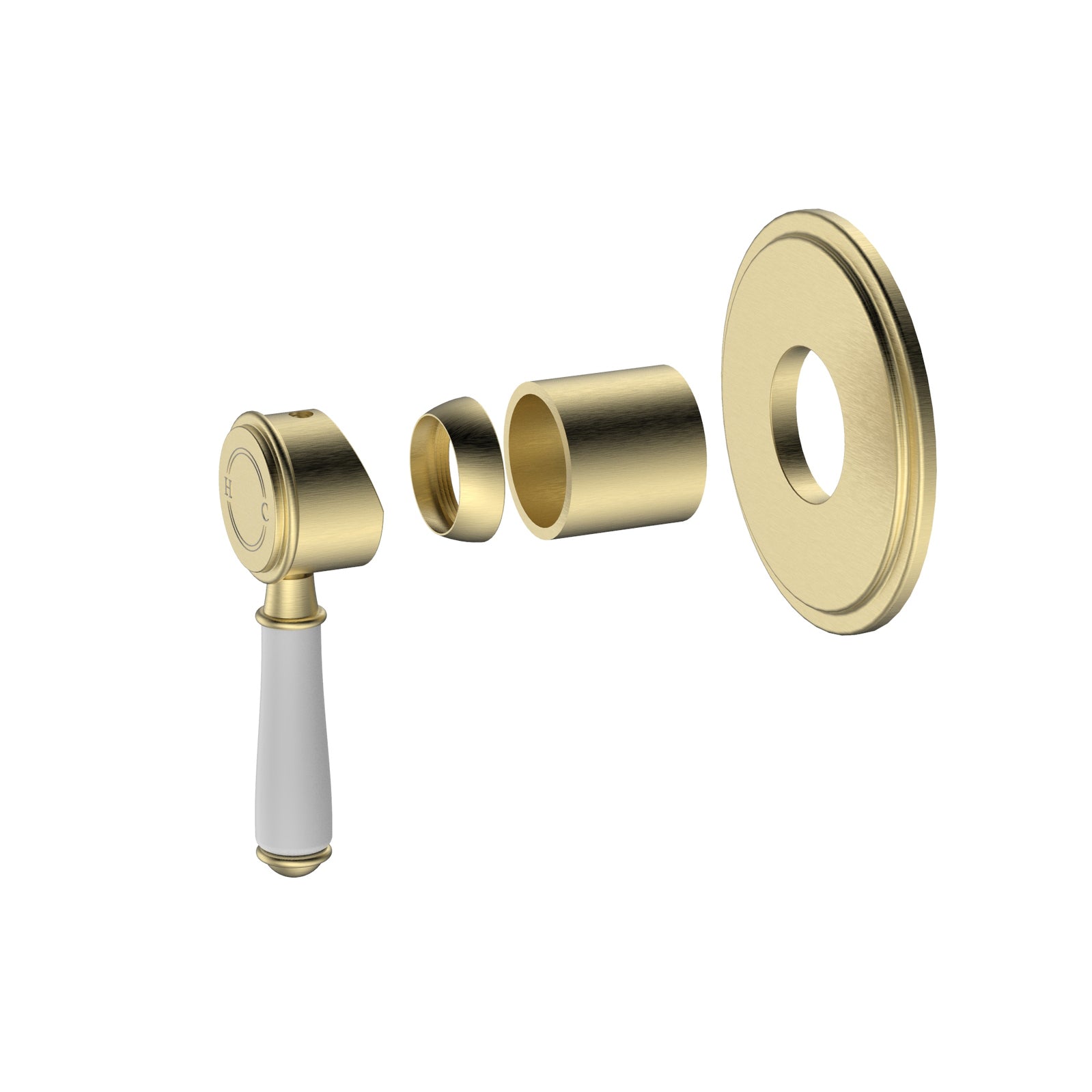 Ikon Clasico Ceramic Handle Wall Mixer Brushed Gold
