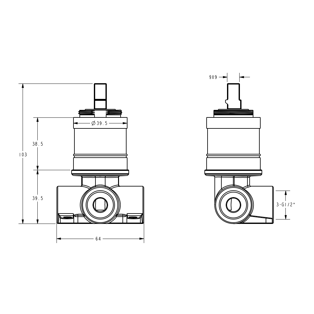 Ikon Clasico Ceramic Handle Wall Mixer Brushed Gold