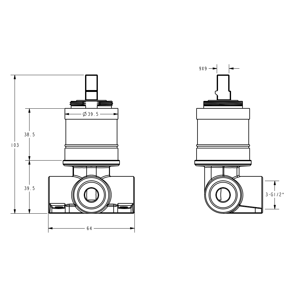 Ikon Clasico Ceramic Handle Wall Mixer Matte Black
