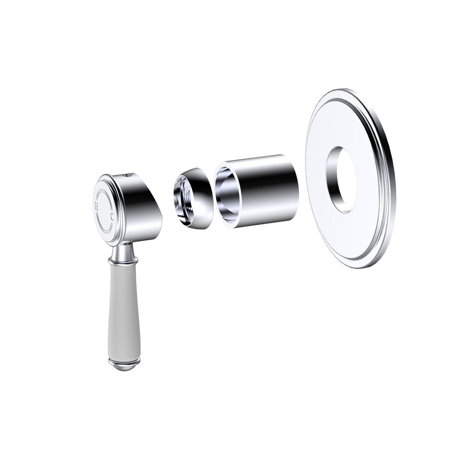 Ikon Clasico Ceramic Handle Wall Mixer Chrome