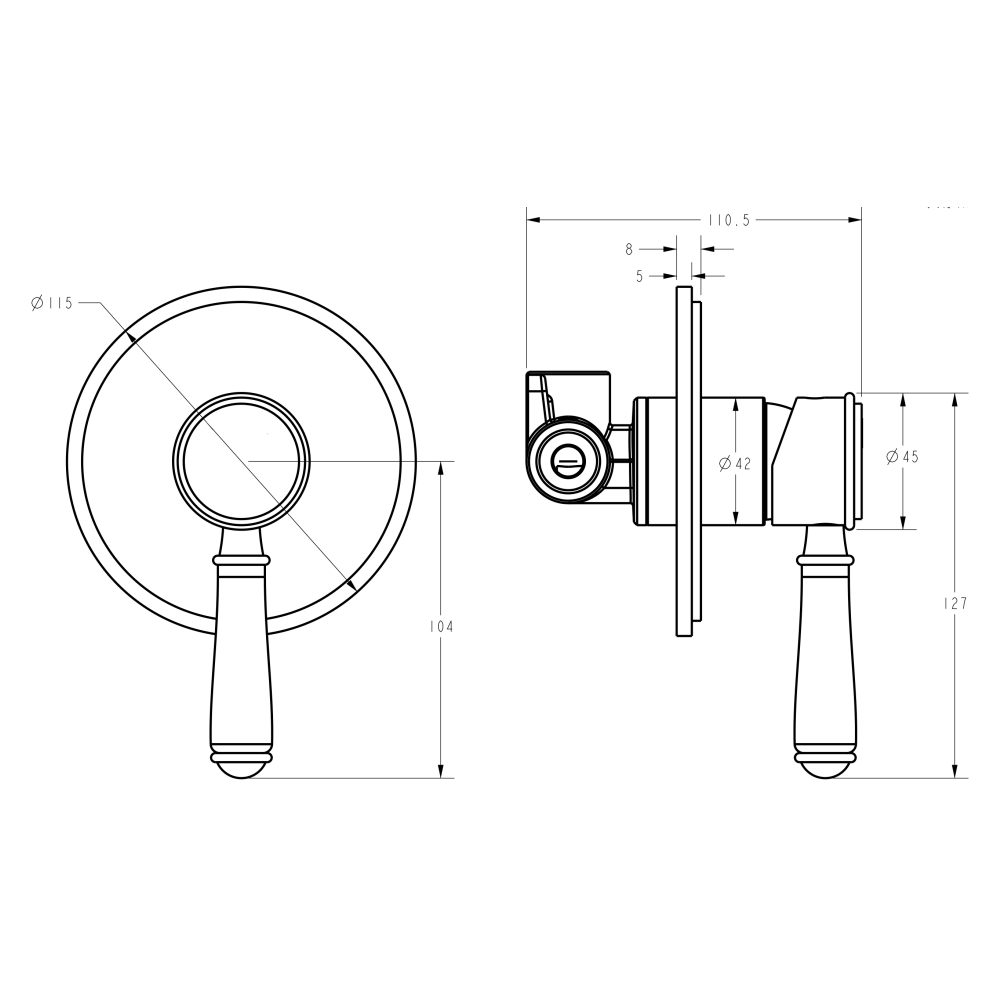 Ikon Clasico Ceramic Handle Wall Mixer Chrome