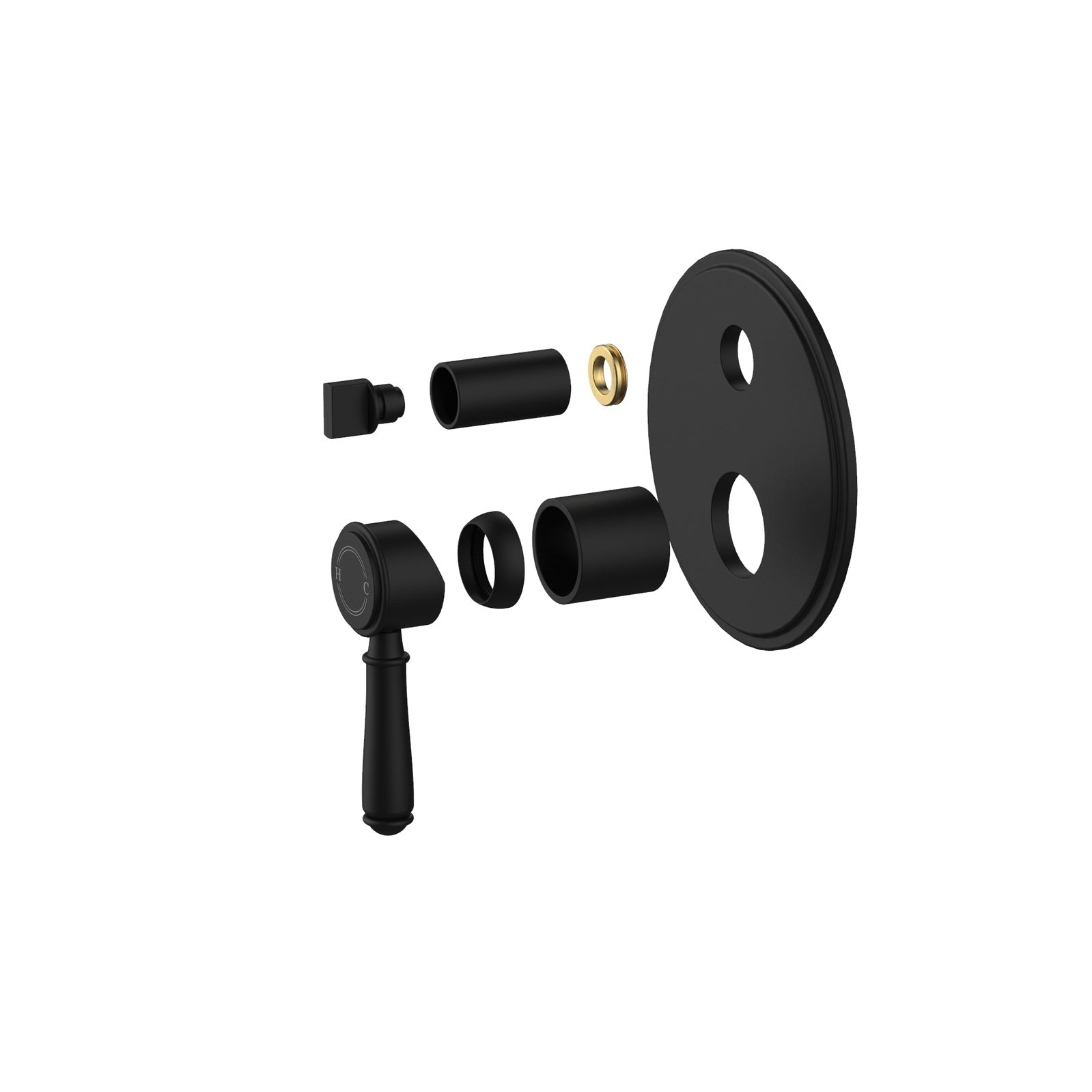 Ikon Clasico Wall Mixer With Diverter Matte Black