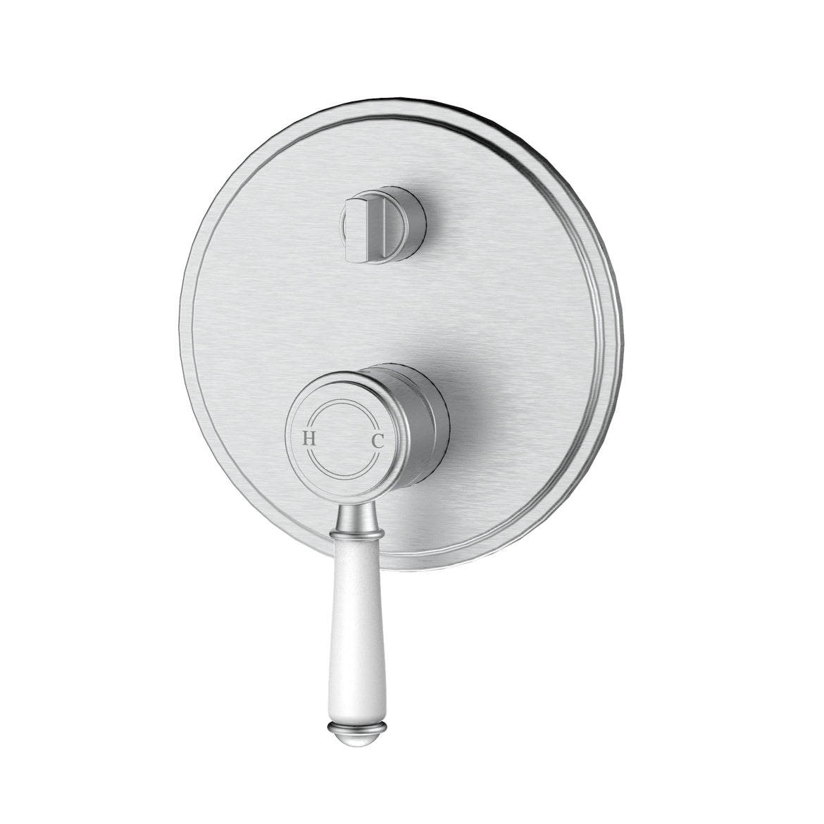 Ikon Clasico Ceramic Handle Wall Mixer With Diverter Brushed Nickel