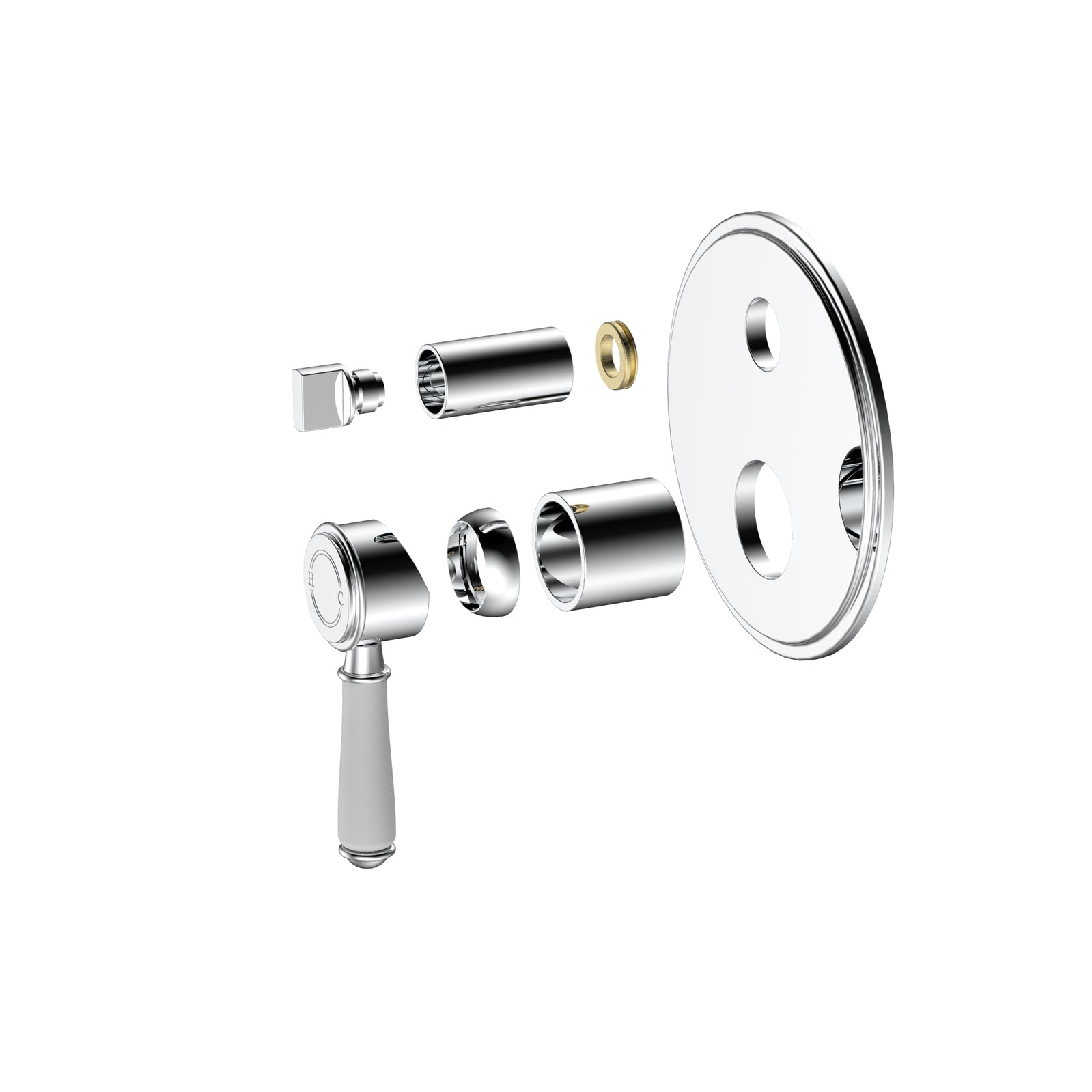 Ikon Clasico Ceramic Handle Wall Mixer With Diverter Chrome