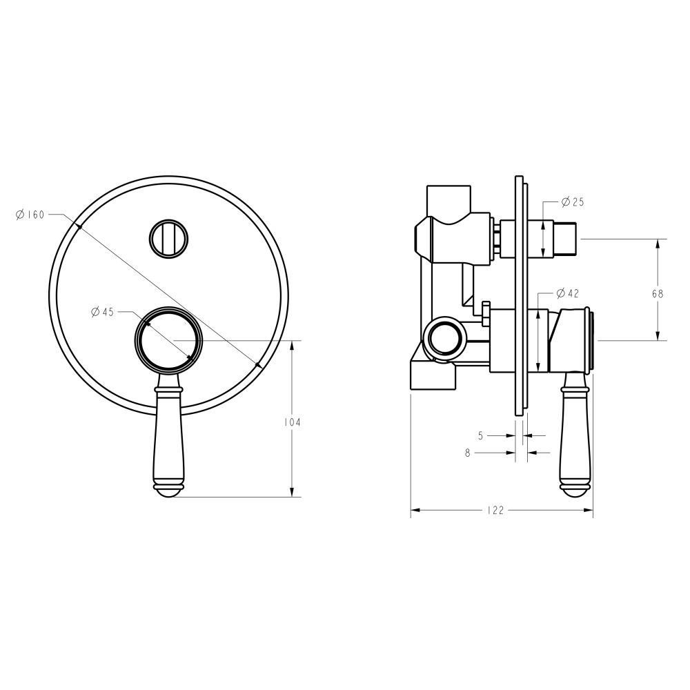 Ikon Clasico Wall Mixer With Diverter Chrome