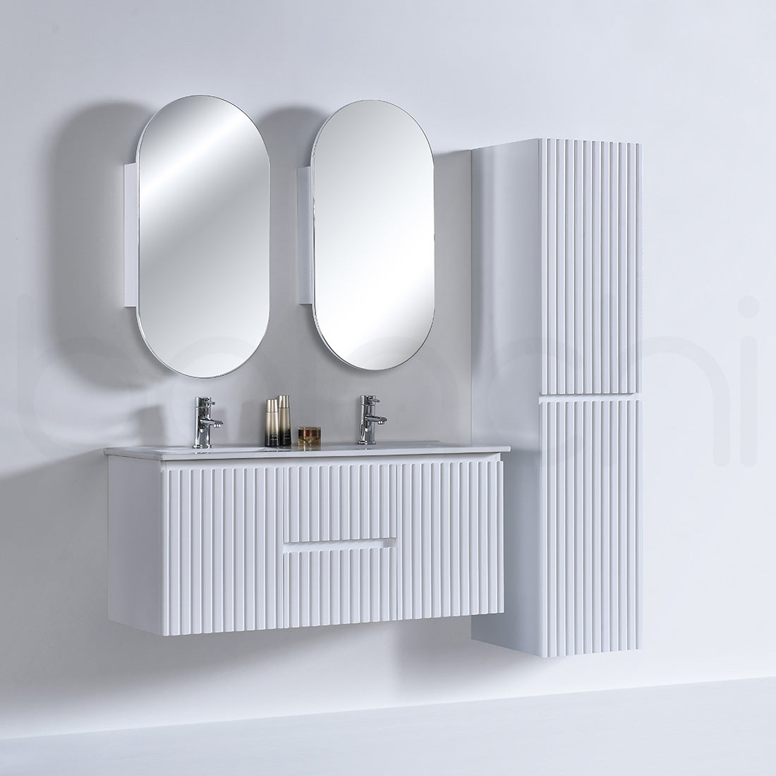 Baiachi Ivana Fluted 1200mm PVC Water Proof Wall Hung Bathroom Vanity Ceramic Basin