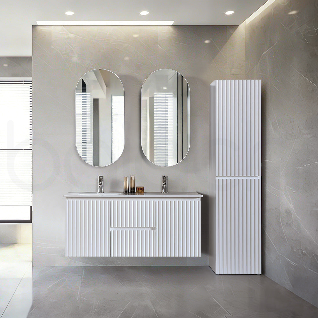 Baiachi Ivana Fluted 1200mm PVC Water Proof Wall Hung Bathroom Vanity Cabinet