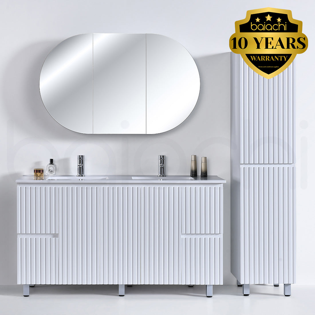Baiachi Ivana Fluted 1500mm PVC Water Proof Bathroom Vanity Cabinet