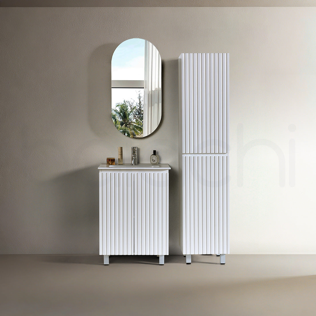 Baiachi Ivana Fluted 600mm PVC Water Proof Bathroom Vanity Cabinet