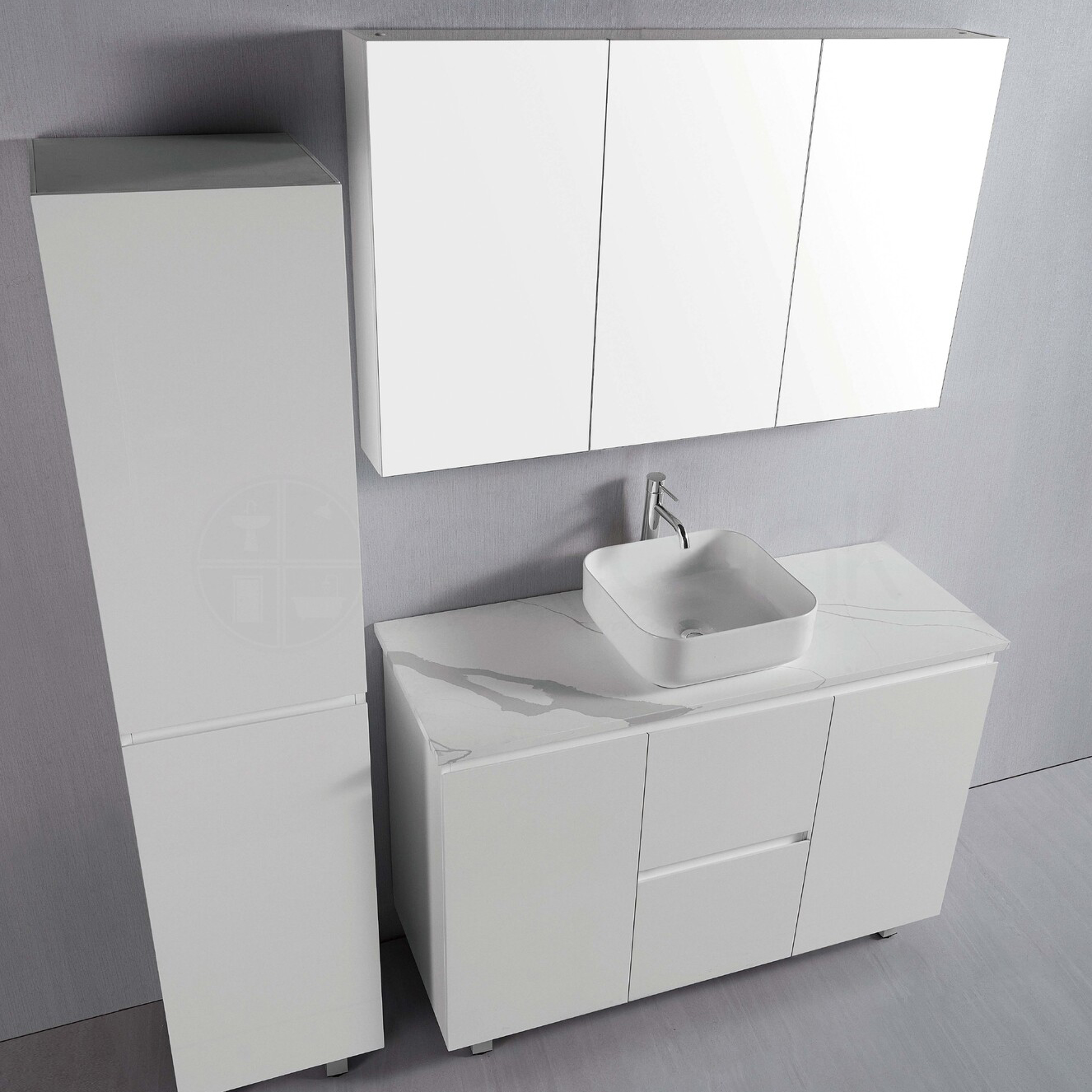 Ivana 1200mm PVC Water Proof Bathroom Vanity Calacatta Quartz Stone