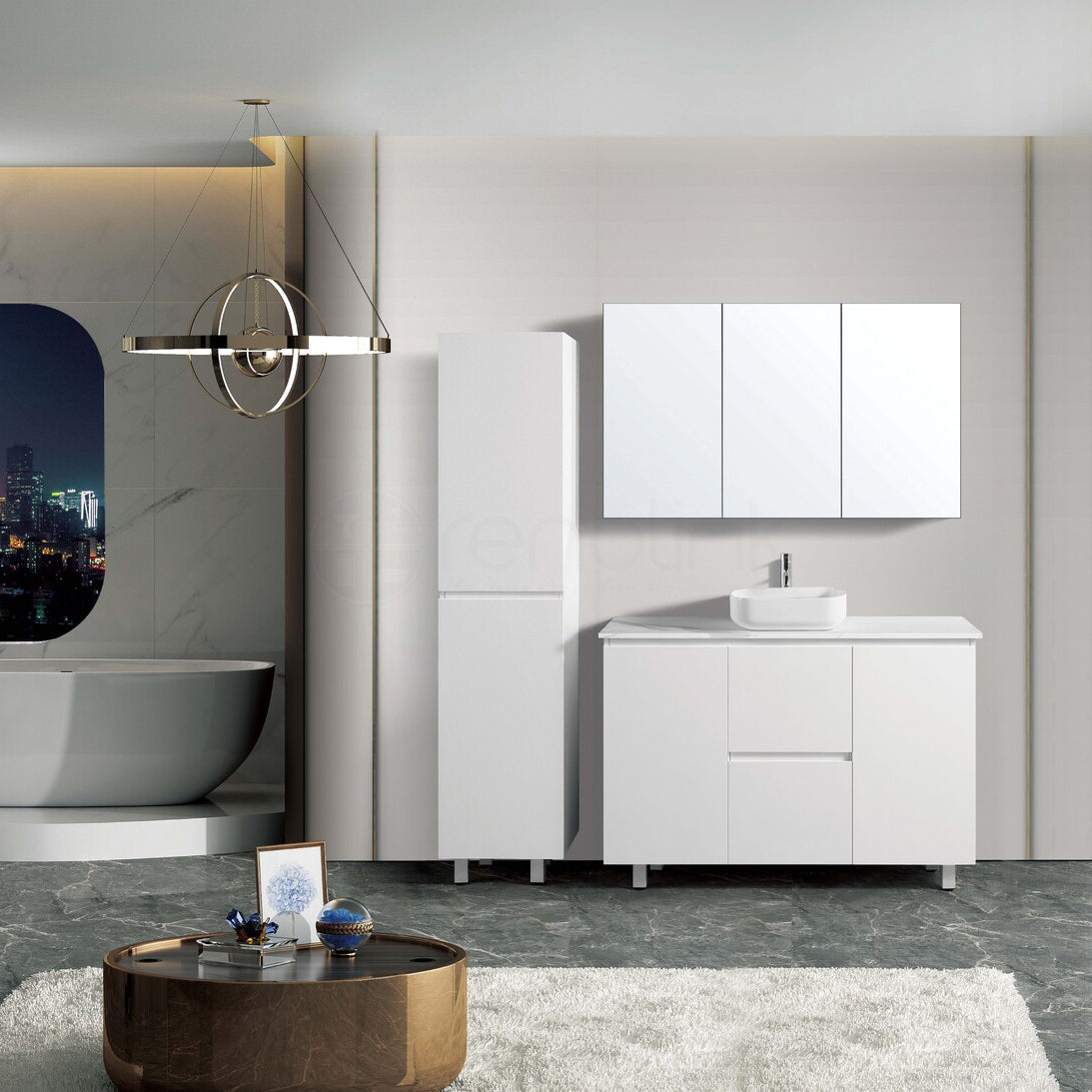 Ivana 1200mm PVC Water Proof Bathroom Vanity White Quartz Stone