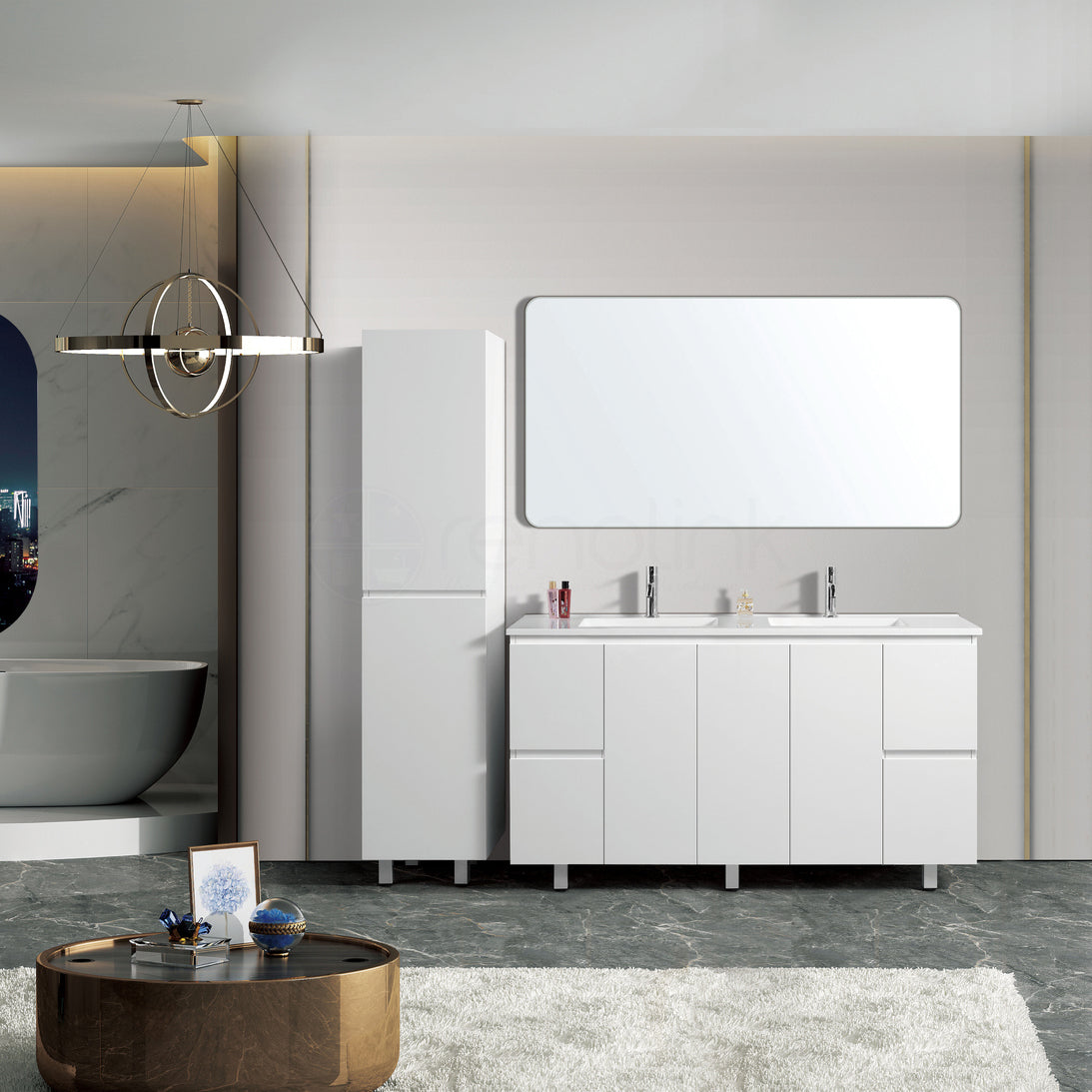 Ivana 1500mm PVC Water Proof Bathroom Vanity Double Poly Marble Basin