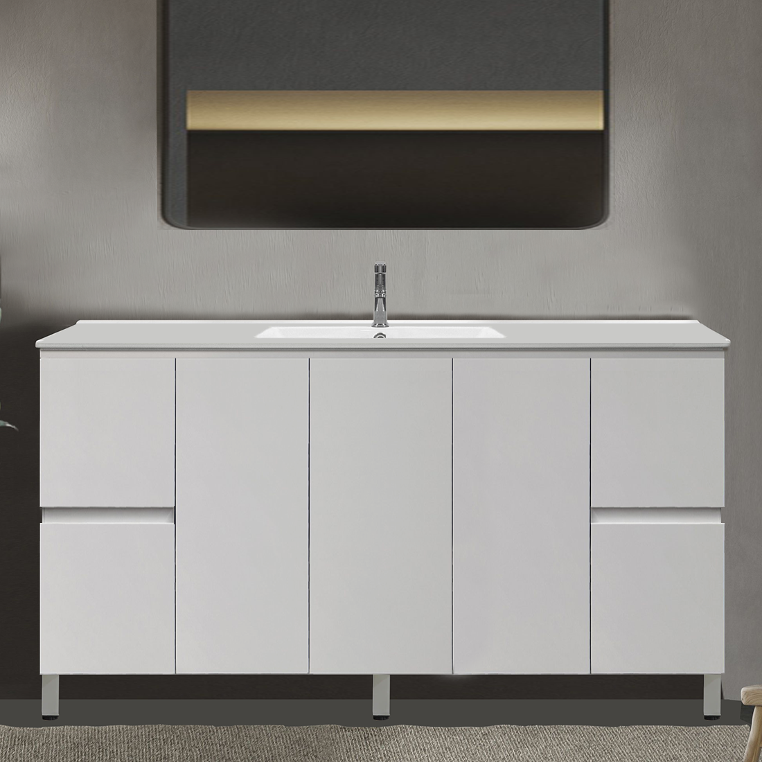 Ivana 1500mm PVC Water Proof Bathroom Vanity Double Poly Marble Basin