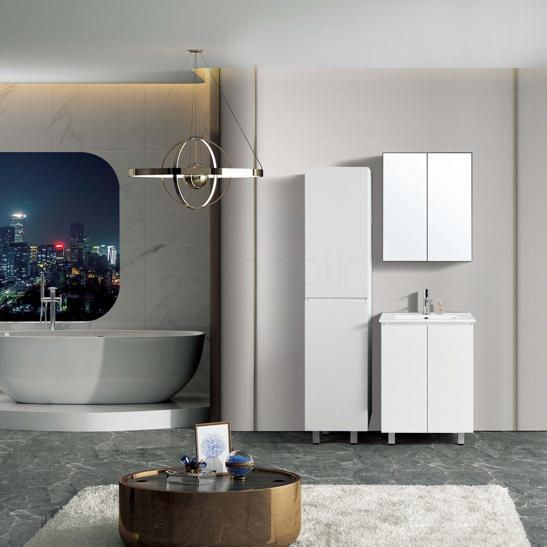 Ivana 600mm PVC Water Proof Bathroom Vanity Ceramic Basin