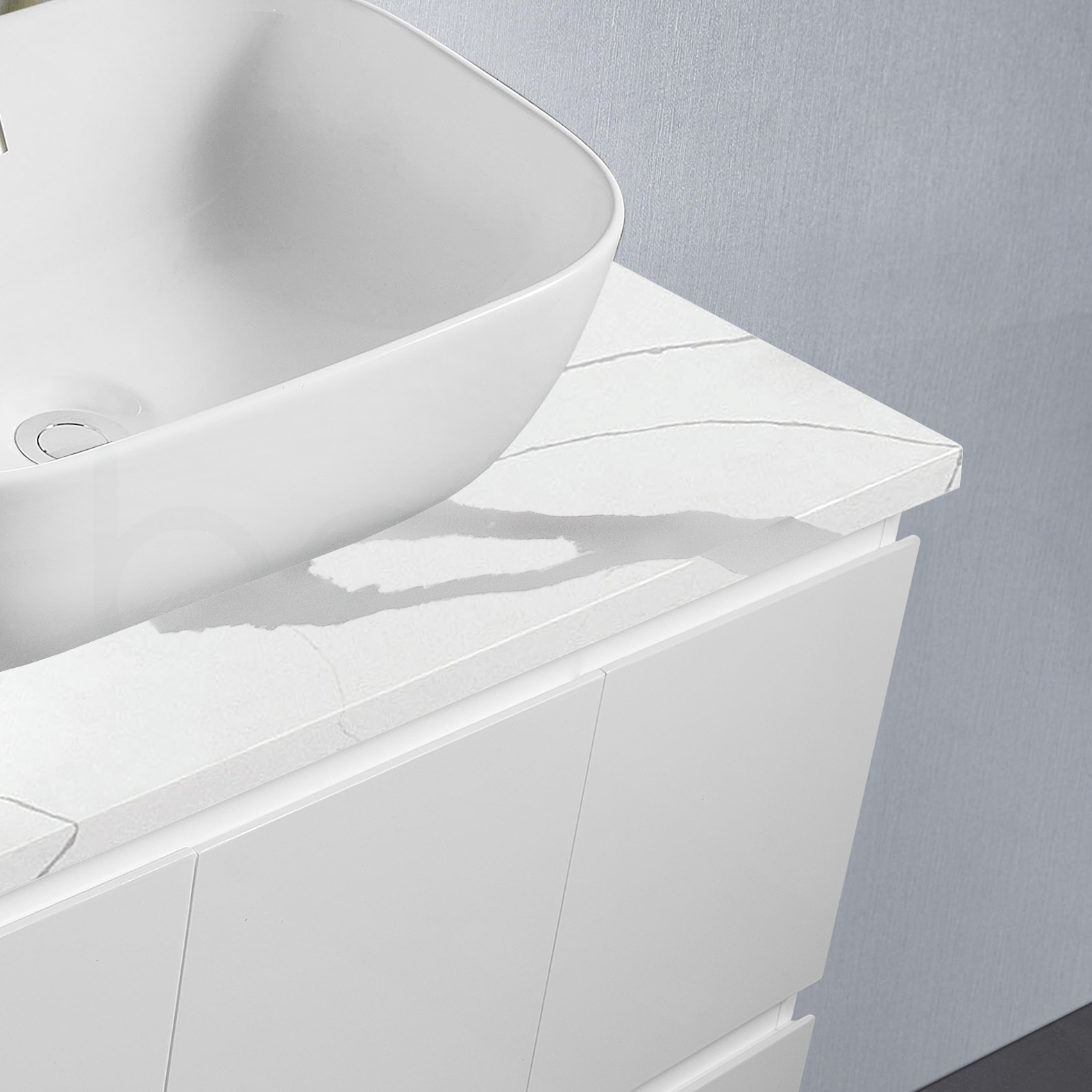 Ivana 750mm PVC Water Proof Bathroom Vanity Left Drawers Calacatta Quartz Stone