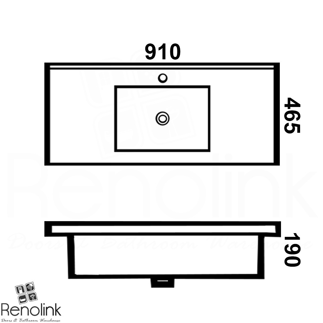 Ivana 900mm PVC Water Proof Bathroom Vanity Right Drawers Ceramic Basin