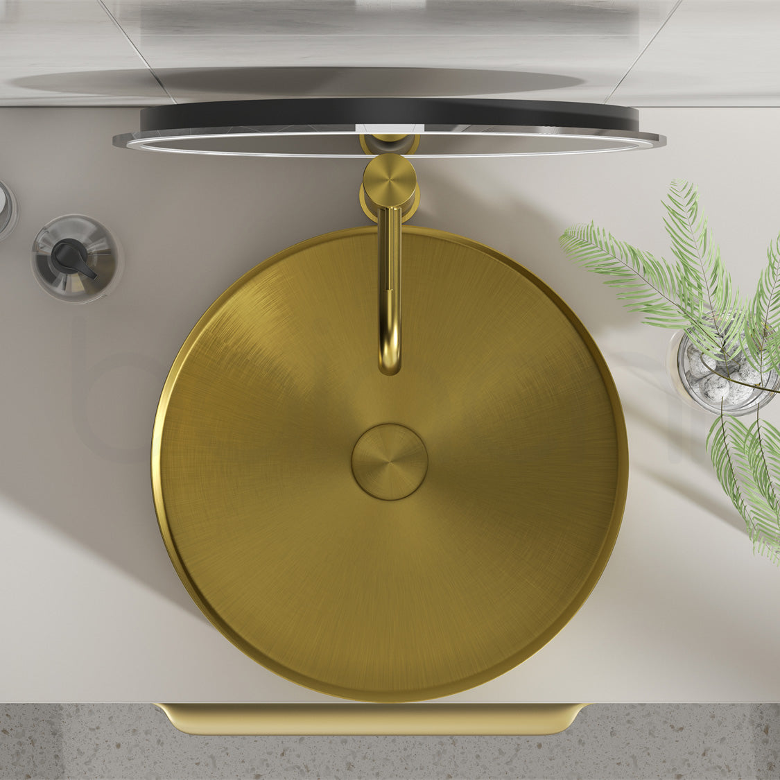 Baiachi 380mm Stainless Steel Brushed Gold Above Counter Top Basin