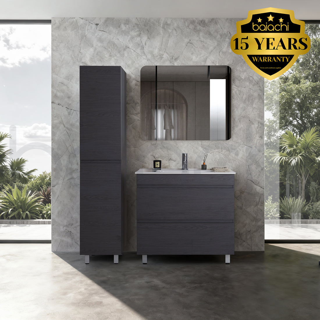 Vellena 900mm Plywood Empire Oak Bathroom Vanity Cabinet