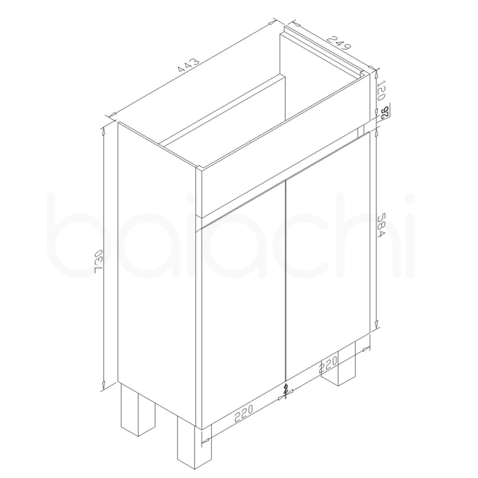 Jasmin 465mm Slim PVC Water Proof Bathroom Vanity Cabinet Ceramic Basin