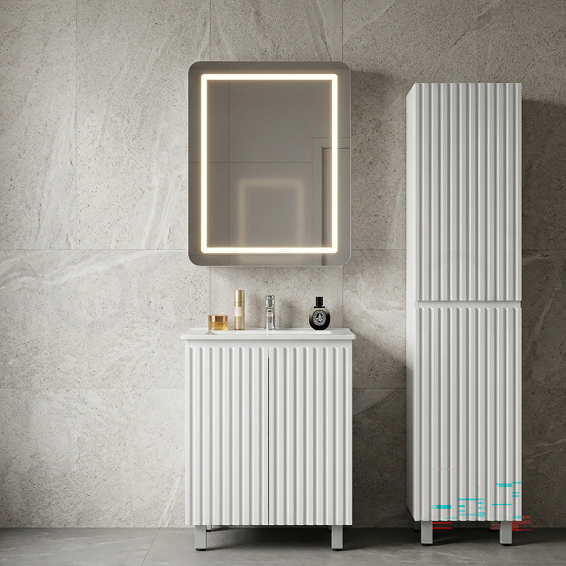 Baiachi 600x750 Round Edge LED Mirror Cabinet Right opening