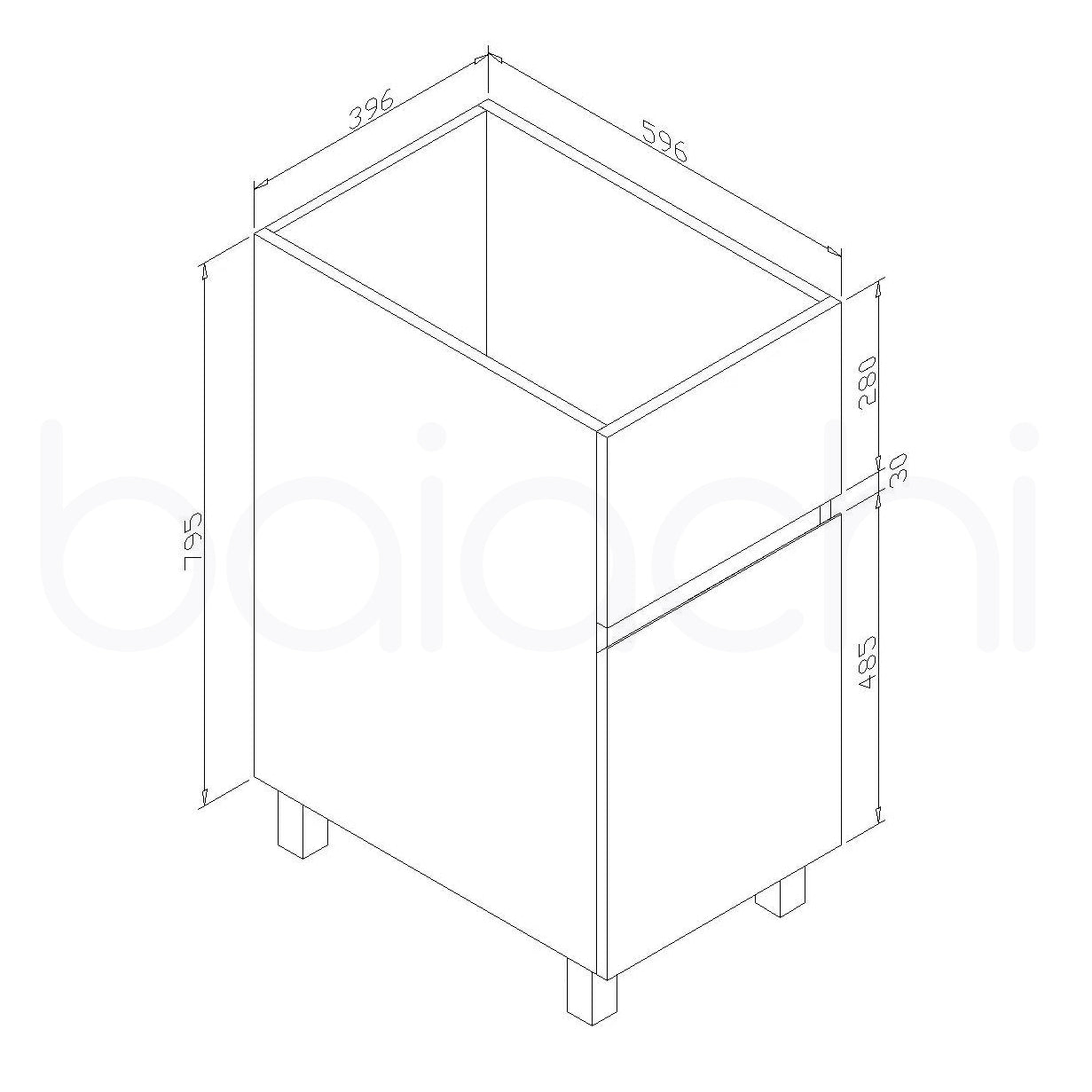 Baiachi 39L PVC Water Proof Laundry Cabinet Stainless Steel Handmade Sink 600*400*870mm