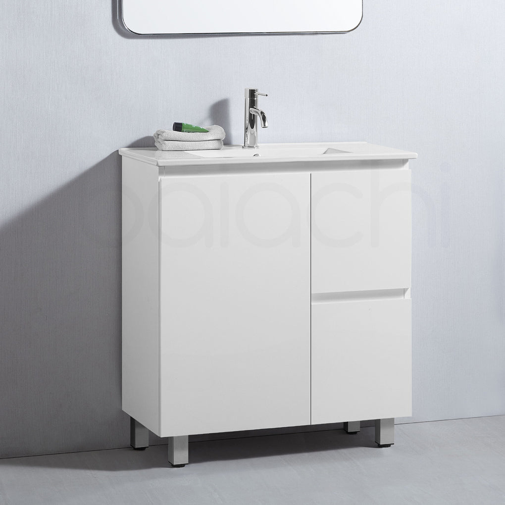 Lucena 750mm Slim Right Drawer PVC Water Proof Bathroom Vanity Ceramic Basin