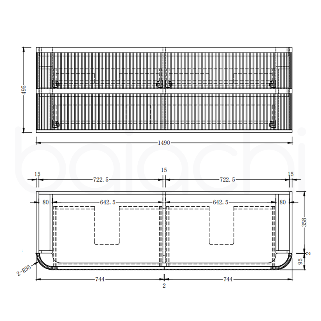 Baiachi Mareeba 1500 Timber Fluted Wall Hung Bathroom Vanity Calacatta Stone