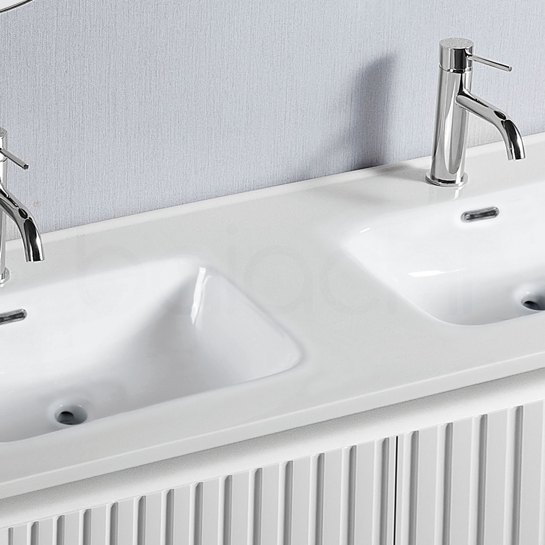 Baiachi Ivana Fluted 1200mm PVC Water Proof Wall Hung Bathroom Vanity Ceramic Double Basin